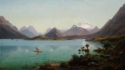 Lake Wakatipu met Mount Earnslaw, Middeneiland, Nieuw-Zeeland door Eugene von Guérard